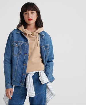 Superdry 90's Oversized Denim Női Kabát Sötétkék | ULBNI8541